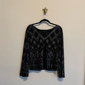 Express Women’s Long Bell Sleeved Black with Sequins Blouse | Size S